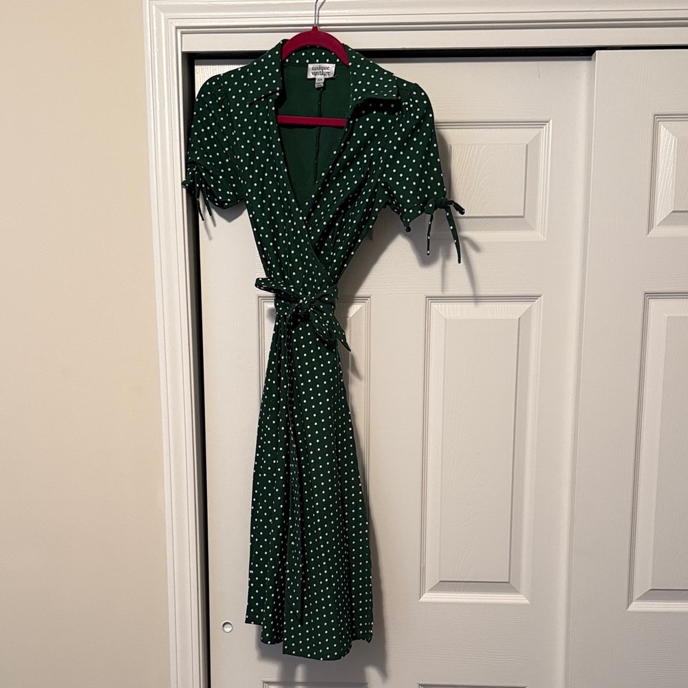 Green Polka Dot Wrap Dress